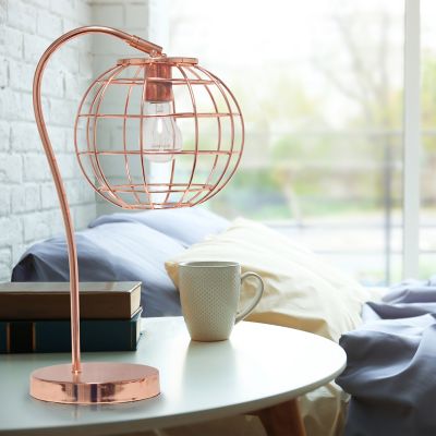 Lalia Home Arched Metal Cage Table Lamp, Rose Gold