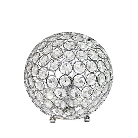 Elegant Designs 8 in. H Crystal Ball Sequin Table Lamp, Chrome