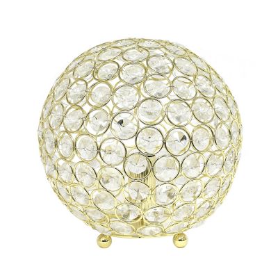 Elegant Designs 8 in. H Crystal Ball Sequin Table Lamp, Gold