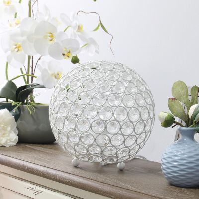 Image showing  8 in. H Crystal Ball Sequin Table Lamp, White