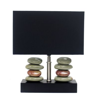 Image showing  14 in. H Rectangular Dual Stacked Stone Ceramic Table Lamp