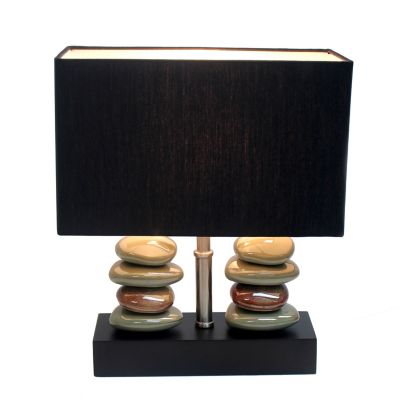 Image showing  14 in. H Rectangular Dual Stacked Stone Ceramic Table Lamp