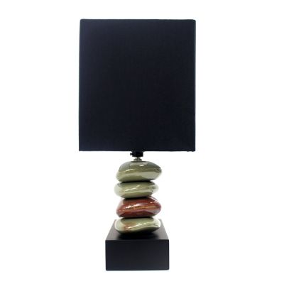 Image showing  14 in. H Rectangular Dual Stacked Stone Ceramic Table Lamp