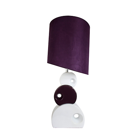 Elegant Designs 29 in. H Stacked Circle Ceramic Table Lamp with Asymmetrical Shade, Purple