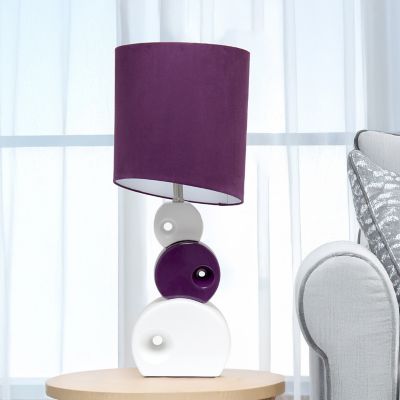 Image showing  29 in. H Stacked Circle Ceramic Table Lamp with Asymmetrical Shade, Purple