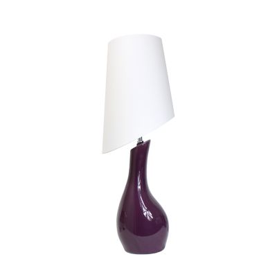 Elegant Designs 29 in. H Curved Ceramic Table Lamp with Asymmetrical Shade, Purple