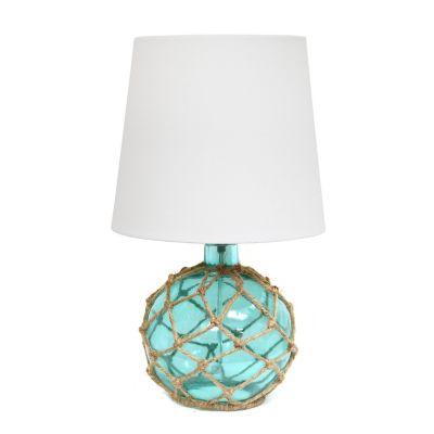 Elegant Designs 15.25 in. H Netted Glass Table Lamp, Aqua