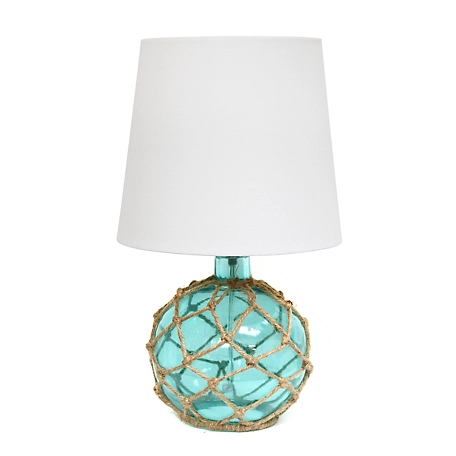 Elegant Designs 15.25 in. H Netted Glass Table Lamp, Aqua