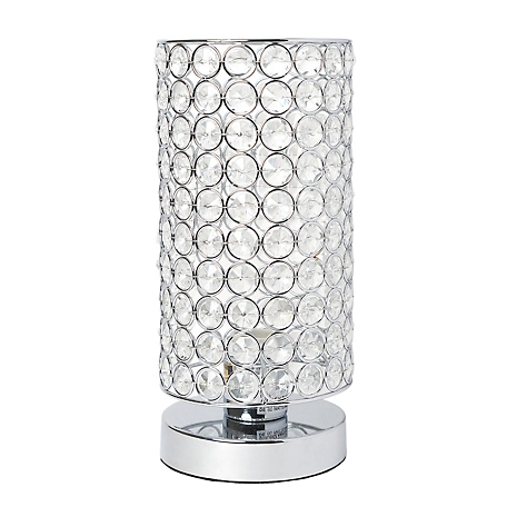 Elegant Designs 10.75 in. H Elipse Crystal Cylindrical Uplight Table Lamp