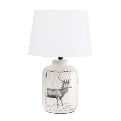 Image showing  17 in. H Rustic Deer Ceramic Farmhouse Table Lamp