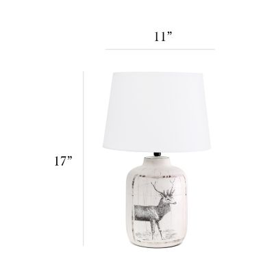 Image showing  17 in. H Rustic Deer Ceramic Farmhouse Table Lamp