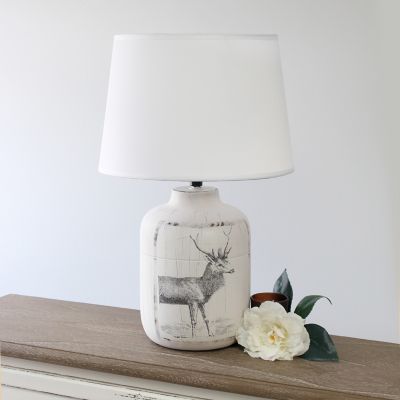 Image showing  17 in. H Rustic Deer Ceramic Farmhouse Table Lamp