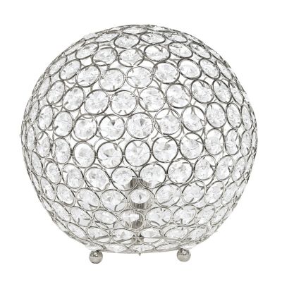 Elegant Designs 10 in. H Crystal Ball Sequin Table Lamp, Chrome