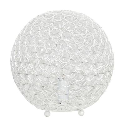 Elegant Designs 10 in. H Crystal Ball Sequin Table Lamp, White