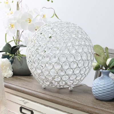 Image showing  10 in. H Crystal Ball Sequin Table Lamp, White