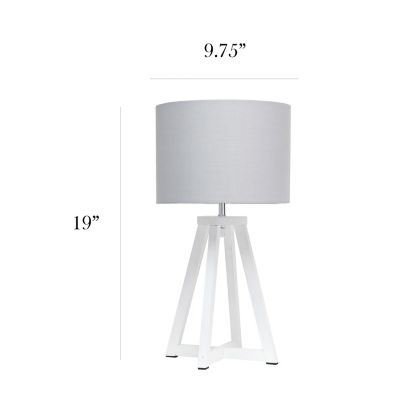 Image showing  19 in. H Interlocked Triangular Wood Table Lamp with Fabric Shade, White Base, Gray Shade