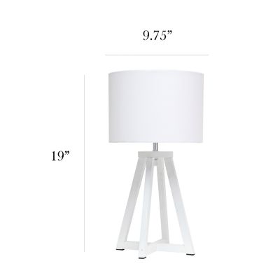 Image showing  19 in. H Interlocked Triangular Wood Table Lamp with Fabric Shade, White Base, White Shade