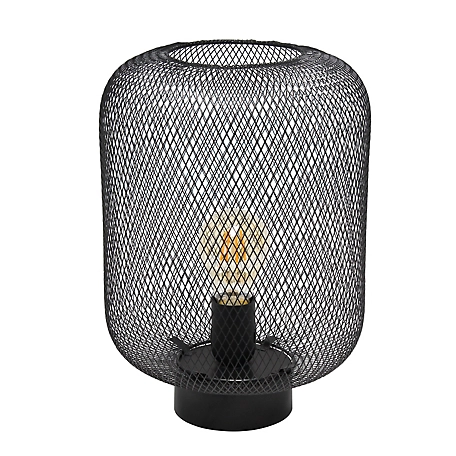Simple Designs 12.13 in. H Metal Mesh Industrial Table Lamp, Black