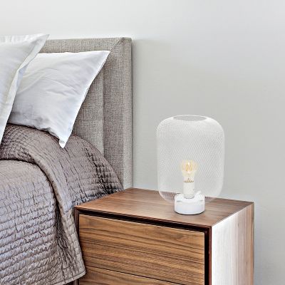 Simple Designs 12.13 in. H Metal Mesh Industrial Table Lamp, Gray