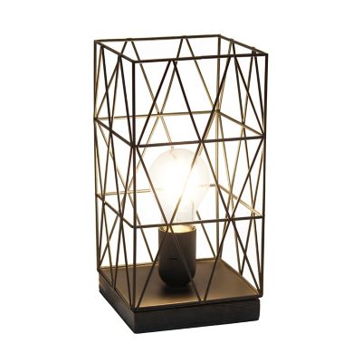Image showing  Geometric Square Metal Table Lamp, 10.25 in., Black