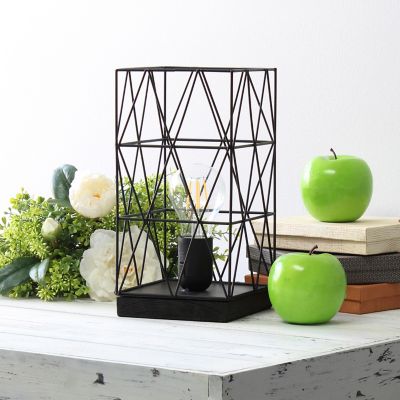 Image showing  Geometric Square Metal Table Lamp, 10.25 in., Black