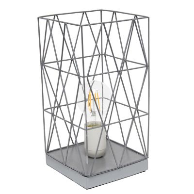 Simple Designs 10.25 in. H Geometric Square Metal Table Lamp, White