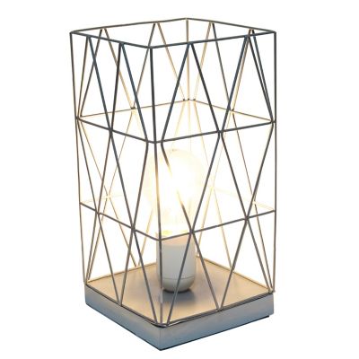 Image showing  Geometric Square Metal Table Lamp, 10.25 in., White