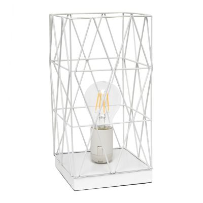 Simple Designs 10.25 in. H Geometric Square Metal Table Lamp, Gray