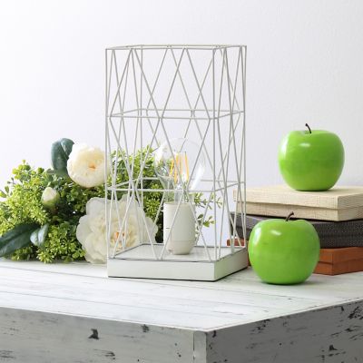 Image showing  Geometric Square Metal Table Lamp, 10.25 in., Gray