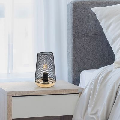 Simple Designs Wired Mesh Uplight Table Lamp, 9 in., Black