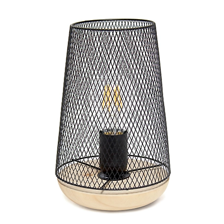 Simple Designs 9 in. H Wired Mesh Uplight Table Lamp, Black