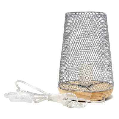 Image showing  Wired Mesh Uplight Table Lamp, 9 in., White