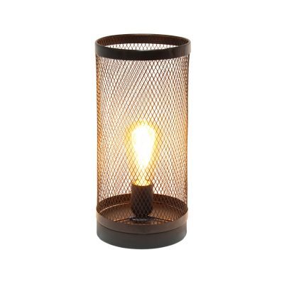 Image showing  Mesh Cylindrical Steel Table Lamp, 12.75 in., Black