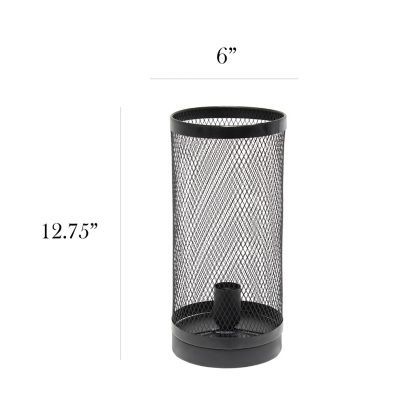 Image showing  Mesh Cylindrical Steel Table Lamp, 12.75 in., Black