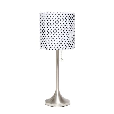 Image showing  21 in. H Tapered Table Lamp with Fabric Drum Shade, Brushed Nickel, Polka Dot