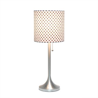 Image showing  21 in. H Tapered Table Lamp with Fabric Drum Shade, Brushed Nickel, Polka Dot