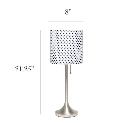 Image showing  21 in. H Tapered Table Lamp with Fabric Drum Shade, Brushed Nickel, Polka Dot