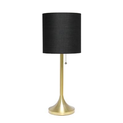 Simple Designs 21 in. H Tapered Table Lamp with Fabric Drum Shade, Gold, Black