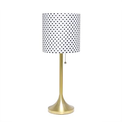 Image showing  21 in. H Tapered Table Lamp with Fabric Drum Shade, Gold, Polka Dots