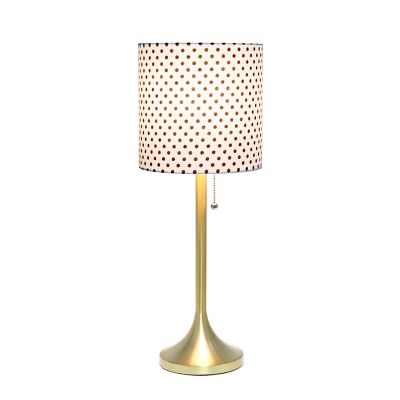 Image showing  21 in. H Tapered Table Lamp with Fabric Drum Shade, Gold, Polka Dots