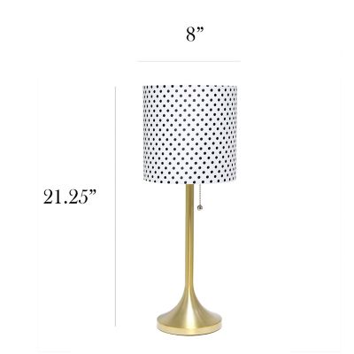 Image showing  21 in. H Tapered Table Lamp with Fabric Drum Shade, Gold, Polka Dots