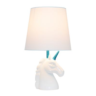 Image showing  White Unicorn Table Lamp, 16 in., Blue