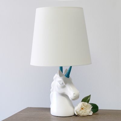 Image showing  White Unicorn Table Lamp, 16 in., Blue