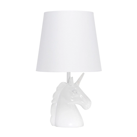 Simple Designs 16 in. H White Unicorn Table Lamp