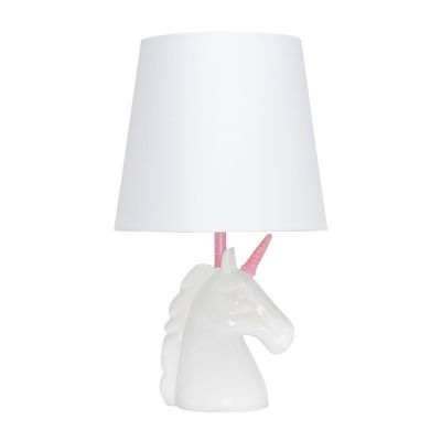 Image showing  White Unicorn Table Lamp, 16 in., Pink