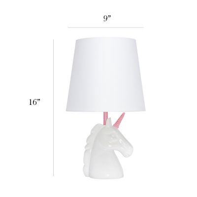 Image showing  White Unicorn Table Lamp, 16 in., Pink