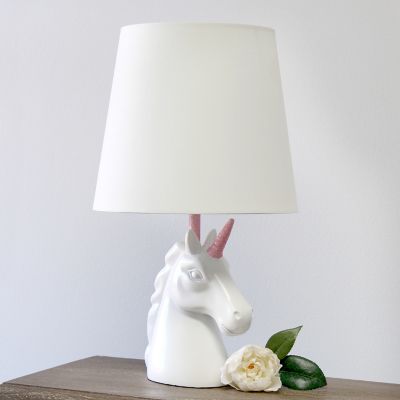 Image showing  White Unicorn Table Lamp, 16 in., Pink