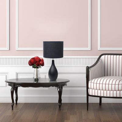 Simple Designs 18.11 in. H Oval Bowling Pin Base Ceramic Table Lamp, Black