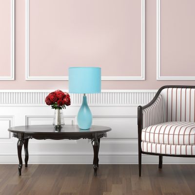 Simple Designs 18.11 in. H Oval Bowling Pin Base Ceramic Table Lamp, Blue