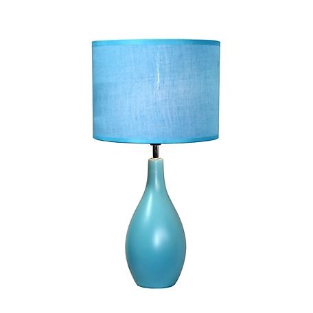 Simple Designs 18.11 in. H Oval Bowling Pin Base Ceramic Table Lamp, Blue